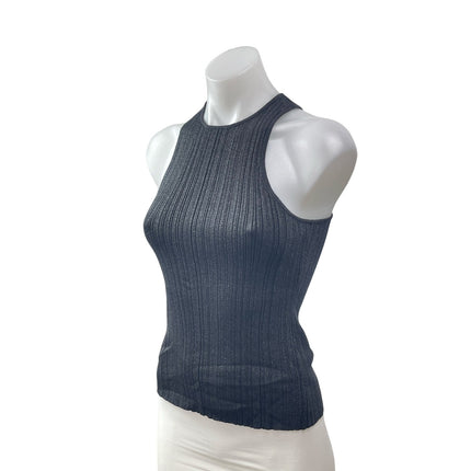 NEW Madewell Signature Shimmer Knit Cutaway Black Sleeveless Sweater Tank Top XS
