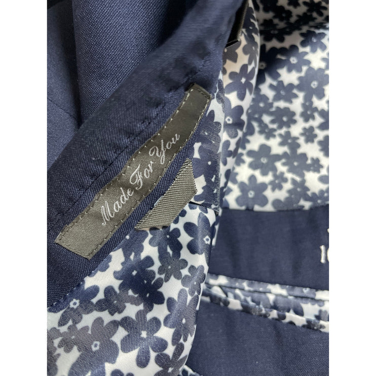 Indochino Mens Blue Classic Blazer Coat Straight Trousers Dress Pants Suit Set M