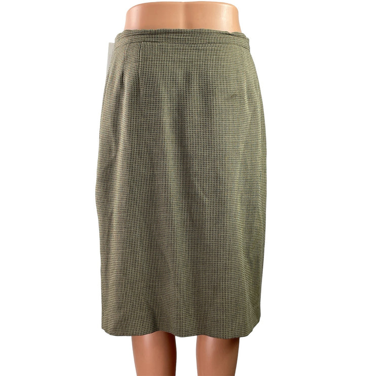 NEW Giorgio Armani Women's Gray Tweed Pleated Slit Pencil Midi Skirt Size 10