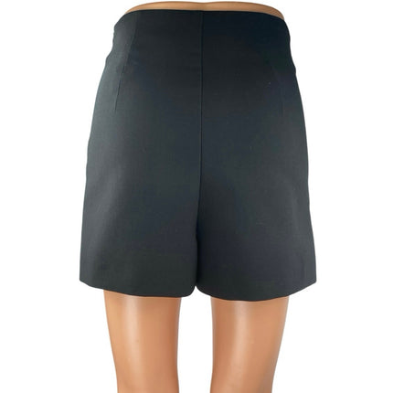 Zara Women's Black High Waisted Slit Zipper Mini Pencil A-line Skirt Skort Sz XS