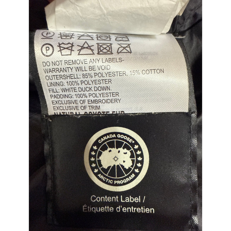 Canada Goose Women's Black Long Sleeve Fur Hooded Down Puffer Coat Jacket Sz XL
