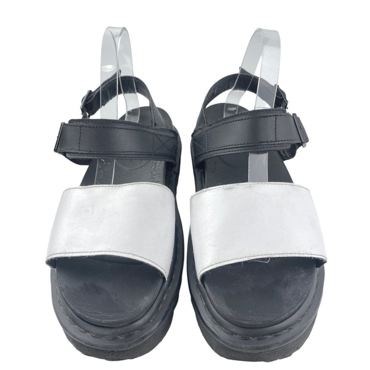 Dr. Martens Voss Hydro Black Leather Ankle Strap Platform Slingback Sandals 10