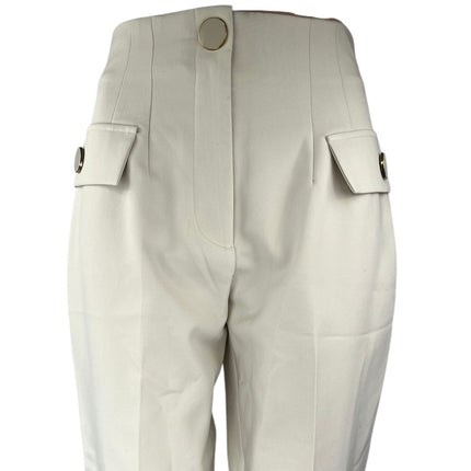Zara Women's Off White High Waisted Pleated Straight Trouser Dress Pants Size S