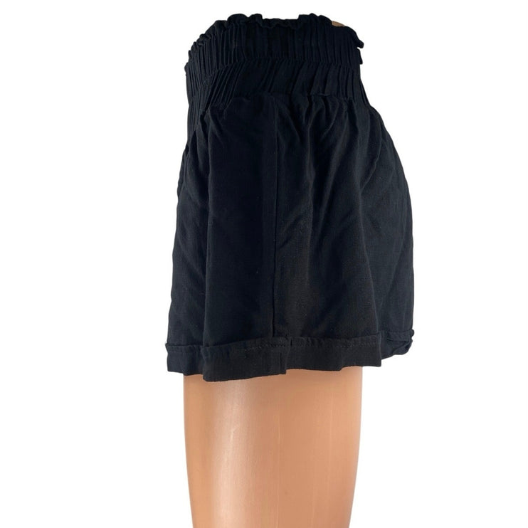 Princess Polly Women's Black Pull On Smocked High Waisted Mini Shorts Size 2
