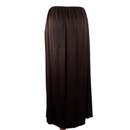 Donni Women Dark Brown Elastic Waist Pull On Pleated Straight Midi Skirt Size M