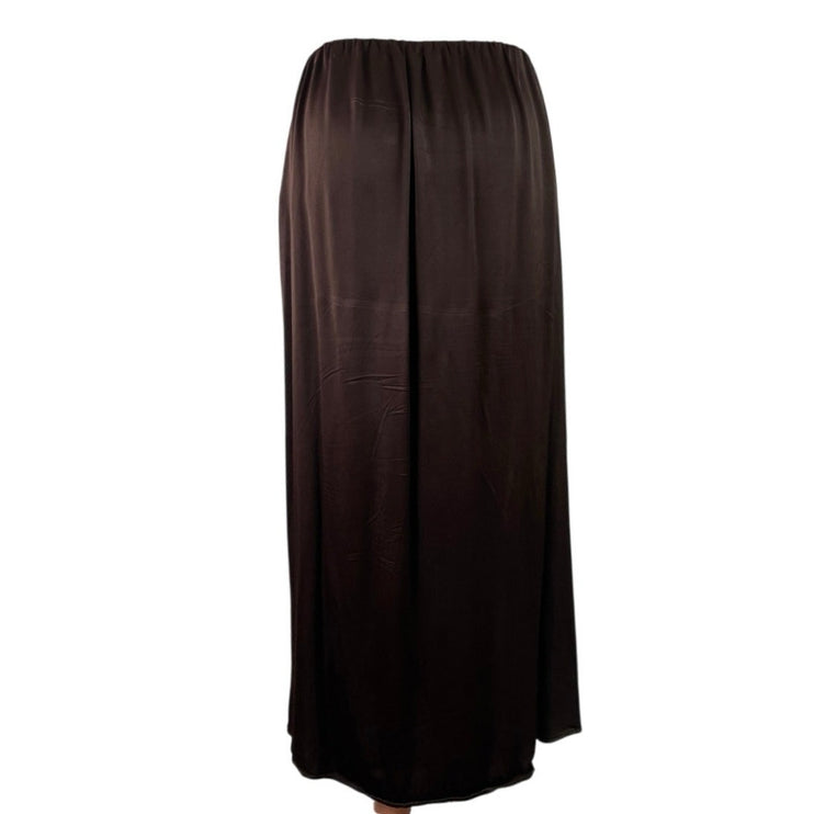 Donni Women Dark Brown Elastic Waist Pull On Pleated Straight Midi Skirt Size M