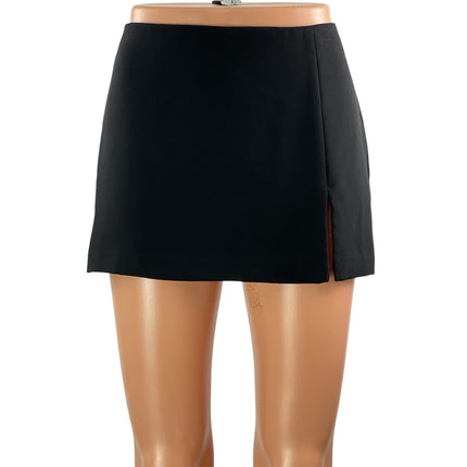 Amanda Uprichard Women's Black High Waisted Mini Skirt Skort Shorts Size XS