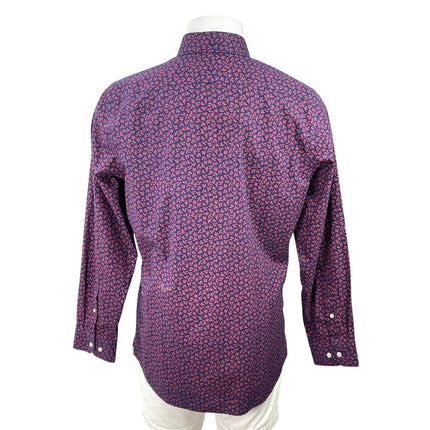 Banana Republic Mens Purple Leaf Non Iron Long Sleeve Slim Button Up Shirt Top L