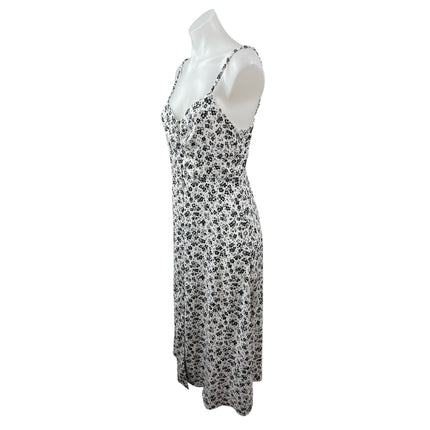Zara Floral Print Strappy Sleeveless Button Down Midi Cami Flare A-Line Dress M