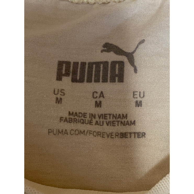 Puma Women Cream High Neck Sleeveless Logo Yoga Workout Athletic Tank Top Size M