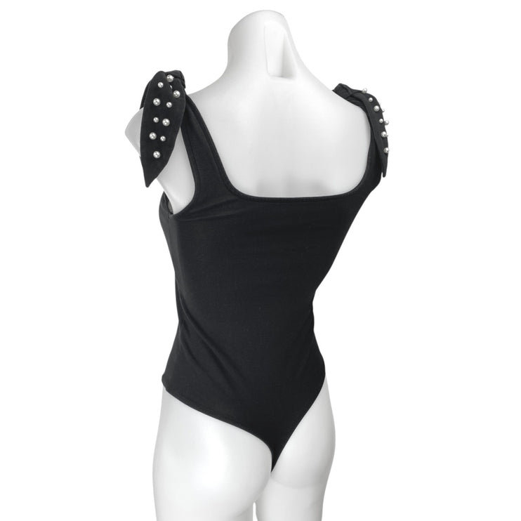 Express Black Sleeveless Beaded Tie Strap Cami Camisole Tank Bodysuit Top Sz XS