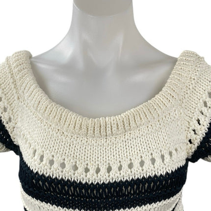 Intermix Yulani Striped Crochet Off Shoulder Short Sleeve Crop Blouse Top Size S