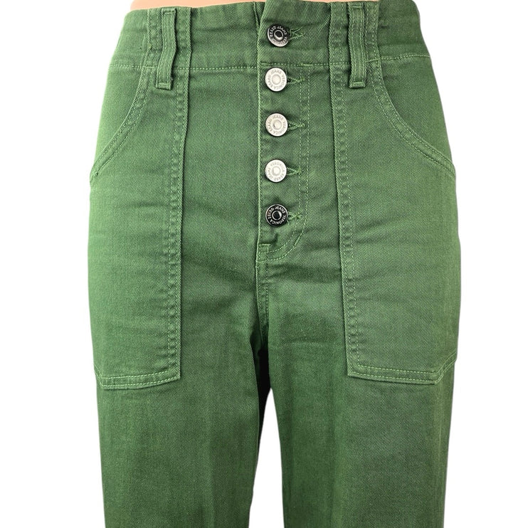 Veronica Beard Women's Green High Rise Straight Leg Cropped Denim Jeans Size 27