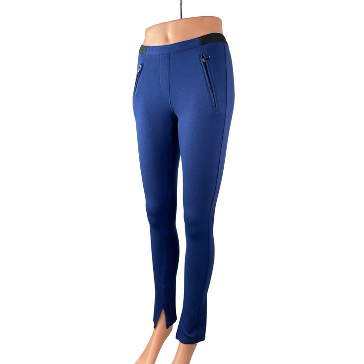 BCBGMaxazria Sissy Women's Blue Zip Pocket Slit Skinny Leggings Pants Size S