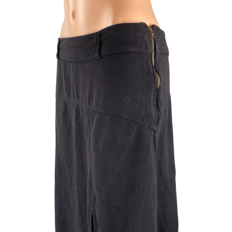 Free People Womens Black High Slit Zip Mid Waist Straight Full Midi Skirt Size 6