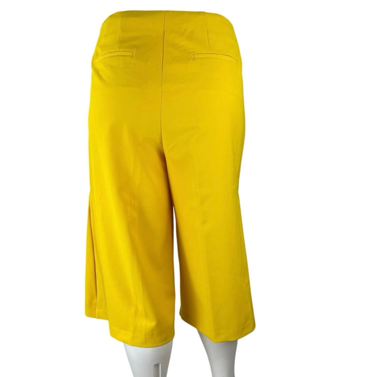 Eloquii Women's Yellow High Waisted Wide Leg Cropped Trousers Pants Size 16P