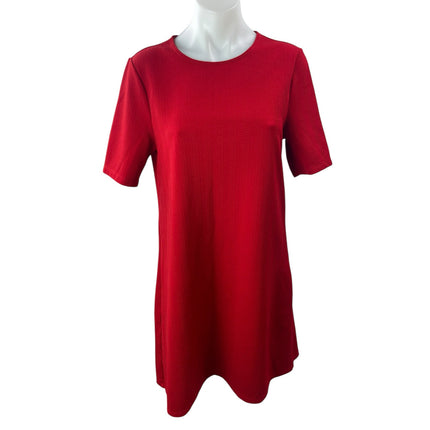 H&M Divided Women's Red Short Sleeve Round Neck T Shirt Mini Shift Dress Size 12