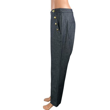 NEW Banana Republic Women's Gray Gold Button High Rise Trousers Pants Size 8R