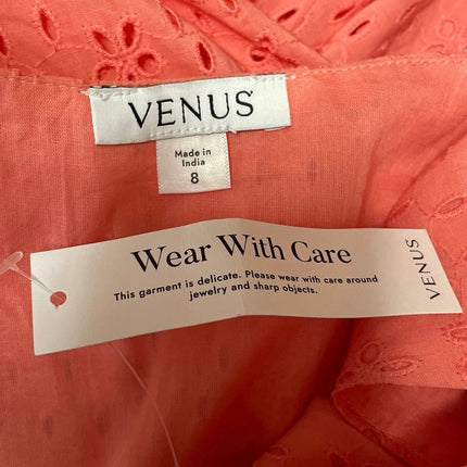 NEW Venus Coral Pink Orange Sleeveless Eyelet Embroidered A-line Maxi Dress Sz 8
