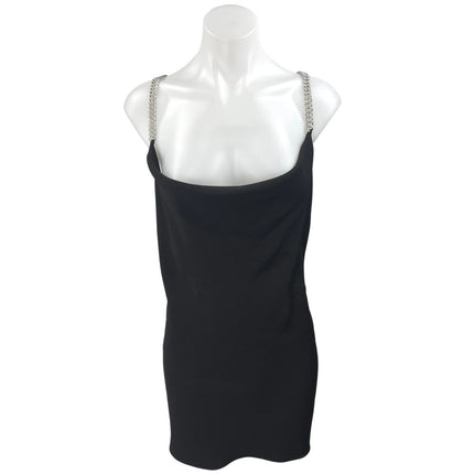 NEW Zara Women's Black Chain Beaded Strap Cowl Neck Mini Bodycon Dress Size M