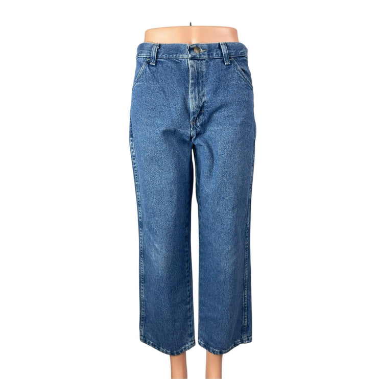 Rustler Women's Blue Medium Wash High Rise Wide Leg Baggy Denim Jeans Size 14