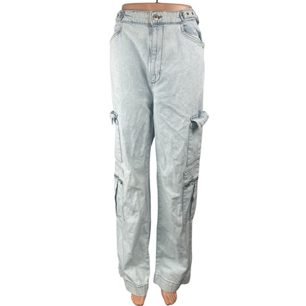 WeWoreWhat Light Blue High Rise Baggy Utility Trouser Cargo Denim Jeans Pants 30