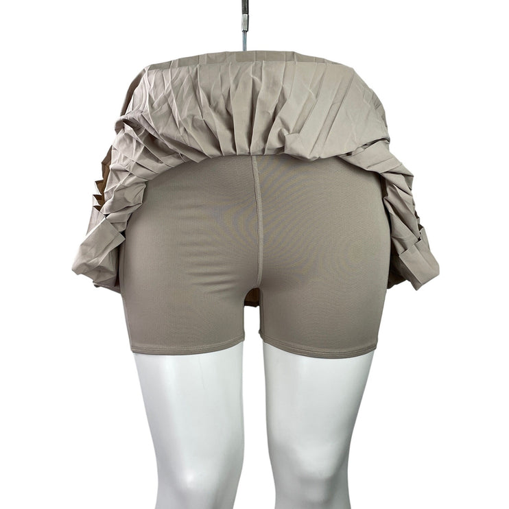YPB Beige Pleated Activewear Tennis Athletic Skater Flared A-line Skirt Skort XL