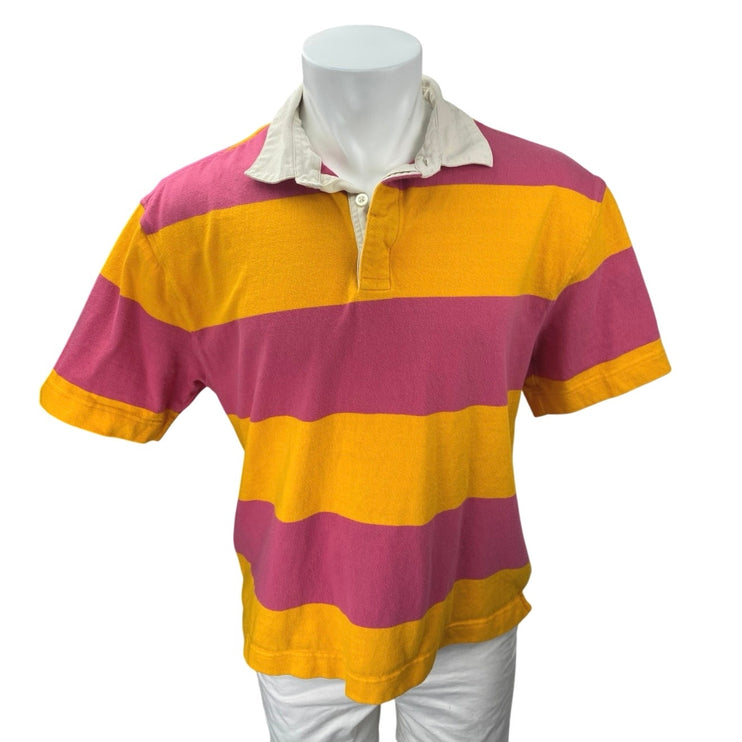 Banana Republic Men's Multicolor Striped Collared Short Sleeve Polo Shirt Top L