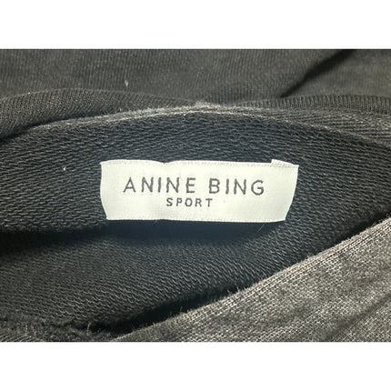 Anine Bing Black Washed Logo Long Sleeve Hoodie Hooded Sweatshirt Top Size M