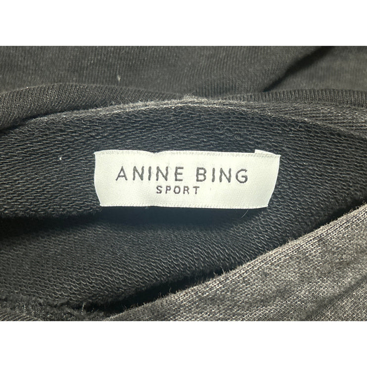 Anine Bing Black Washed Logo Long Sleeve Hoodie Hooded Sweatshirt Top Size M