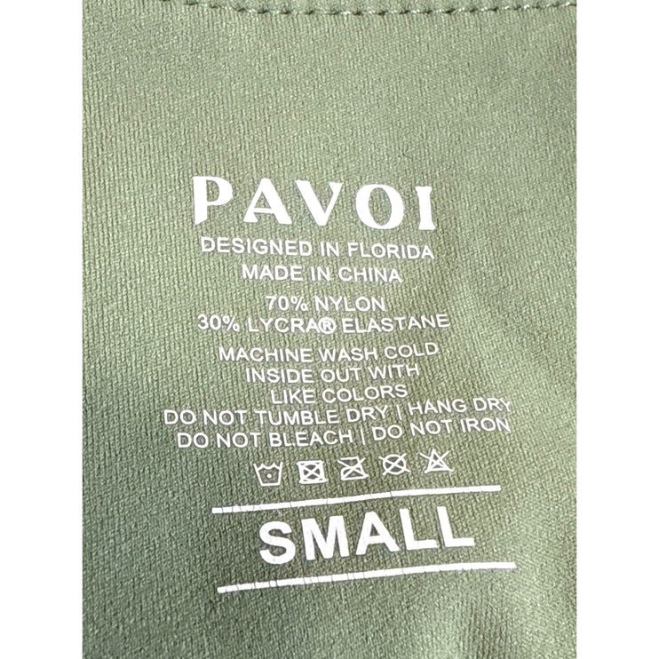 Pavoi Green Scoop Neck Yoga Gym Workout Athletic Sports Bra Crop Top Size S