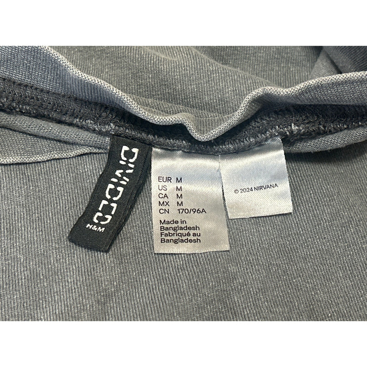 H&M Women's Gray Nirvana Graphic Print Short Sleeve Band T Shirt Tee Top Size M