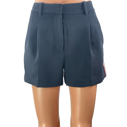 Aritzia Wilfred The Effortless Blue Pleated Side Striped Tailored Mini Shorts 0