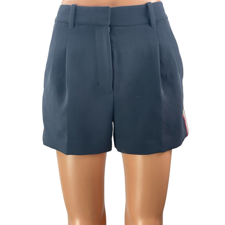Aritzia Wilfred The Effortless Blue Pleated Side Striped Tailored Mini Shorts 0