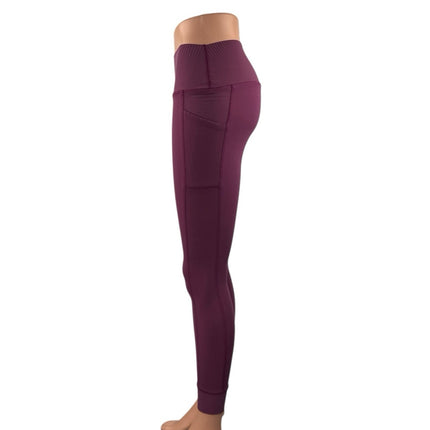 Spiritual Gangster Purple Ribbed Knit High Rise Athletic Leggings Pants Size S