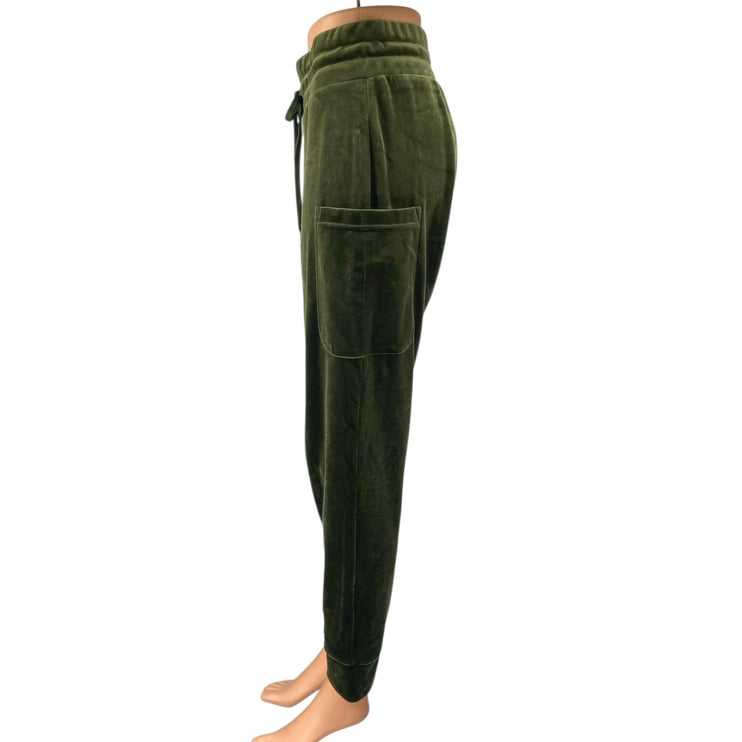 Kyodan Women's Green Velvet Velour High Rise Tapered Jogger Sweat Pants Size XS