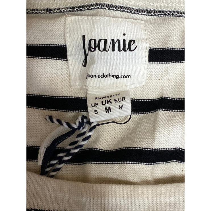 NEW Joanie Women's Black White Striped French Fries Patch Long Sleeve T Shirt S