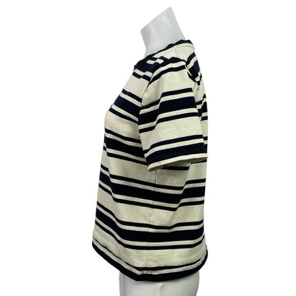 MNG Mango Women's Stripe Crew Neck Short Sleeve Classic Tee Basic T-Shirt Top L