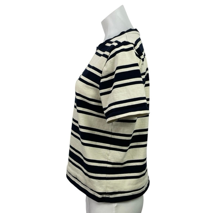 MNG Mango Women's Stripe Crew Neck Short Sleeve Classic Tee Basic T-Shirt Top L
