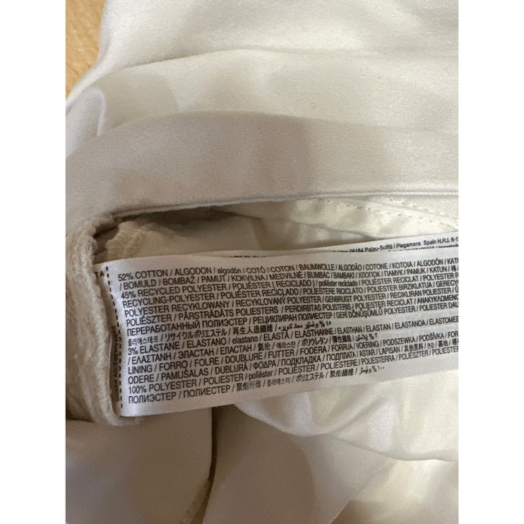 MNG Mango Women's Cream White High Waisted Button Tapered Trousers Pants Size 4