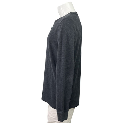 Banana Republic Men's Dark Gray Knit Long Sleeve Henley T Shirt Tee Top Size L