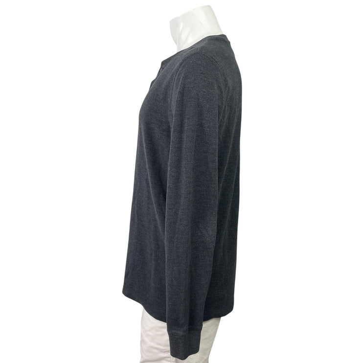 Banana Republic Men's Dark Gray Knit Long Sleeve Henley T Shirt Tee Top Size L