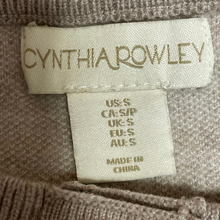 Cynthia Rowley Beige Plaid Check Long Sleeve Knit Button Up Cardigan Sweater S