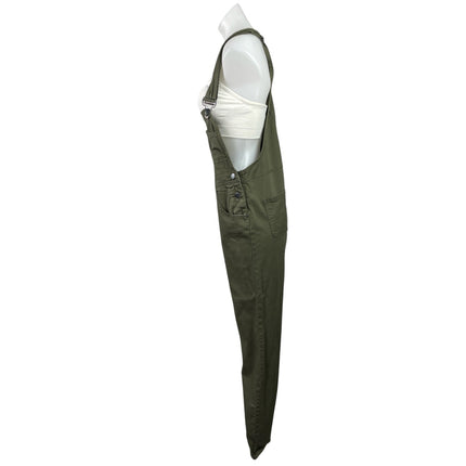 NEW American Bazi Women's Olive Green Bib Skinny Ankle Utility Overalls Size L