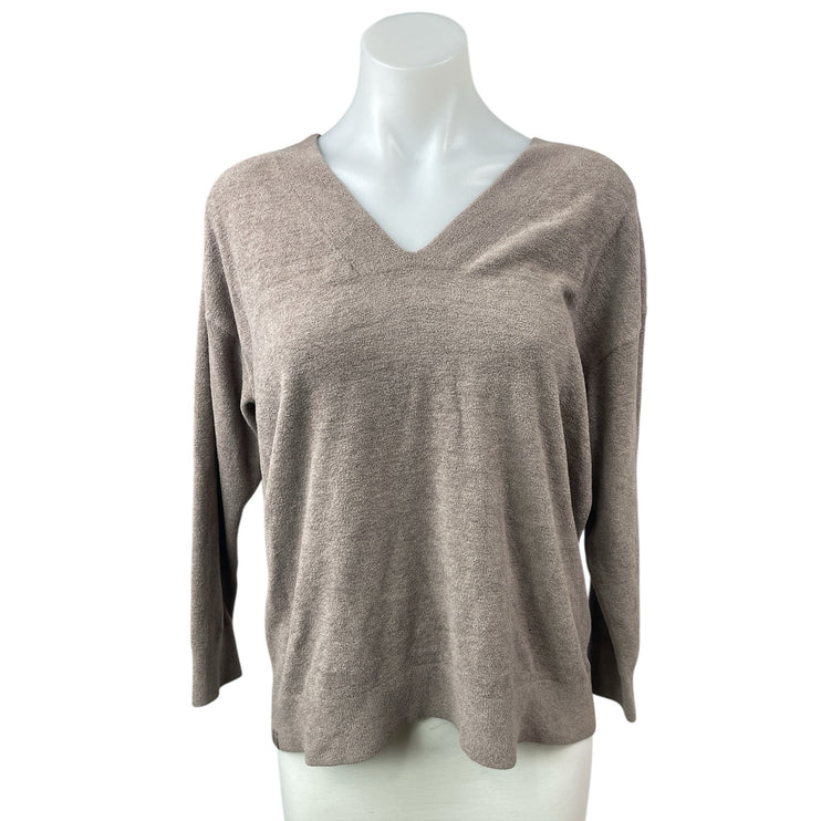 Barefoot Dreams Cozychic Ultra Lite Women's Gray Knit V Neck Sweater Top Size S