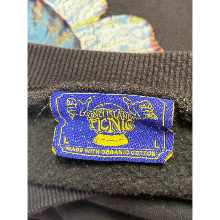 Coney Island Picnic Women Dark Gray Butterfly Long Sleeve Sweatshirt Top Size OS
