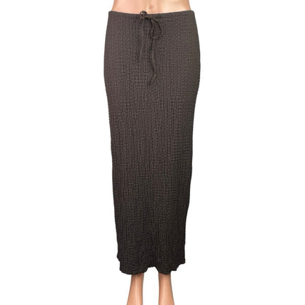 Zara Women's Dark Brown Drawstring High Waist Knit Pencil Maxi Skirt Size S