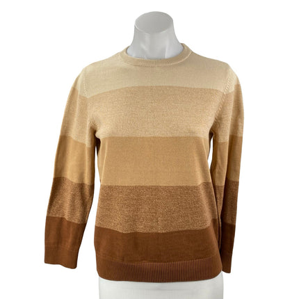 Place Women's Tan Brown Colorblock Stripe Ombre Long Sleeve Sweater Top 10/12
