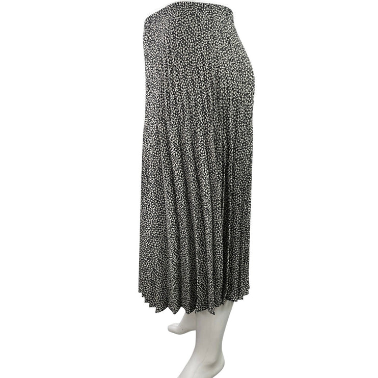 Max Studio Black White Printed Pleated High Waisted Maxi Flared A-Line Skirt XL