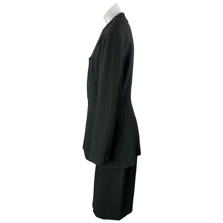 Tahari Women's Black Double Breasted Peacoat Pencil Skirt Two Piece Set Size 12